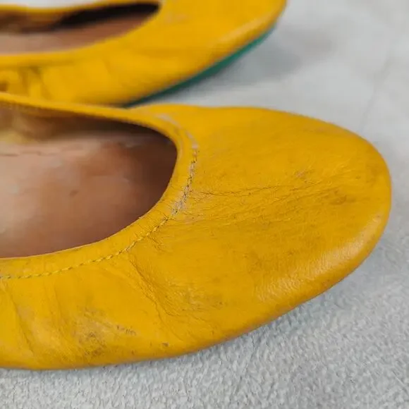Tieks Flats Womens 6 Mustard Yellow Leather Ballet Slip On Shoes Preppy Shoes - Picture 3 of 9